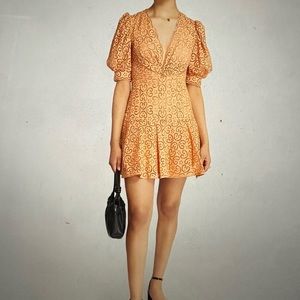 Sandro Orange Lace Mini Dress